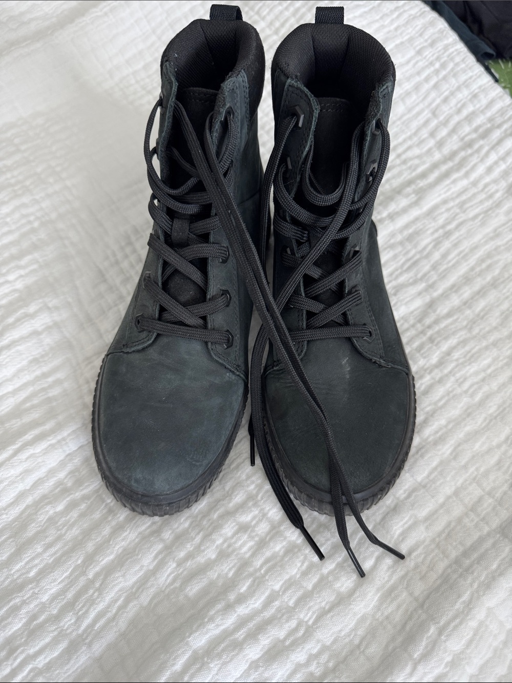 Timberland Black Lace-Up Ankle Boots with Orange Logo